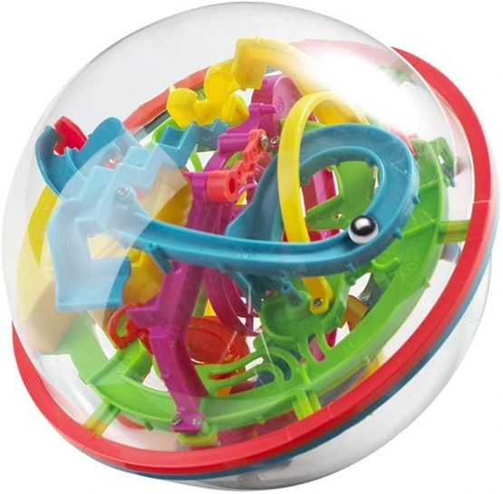 OFKPO 3D Maze Toy, 100 Challenging Barriers Intellect Labyrinth Puzzle Maze Ball for Kids and Children Best Gift