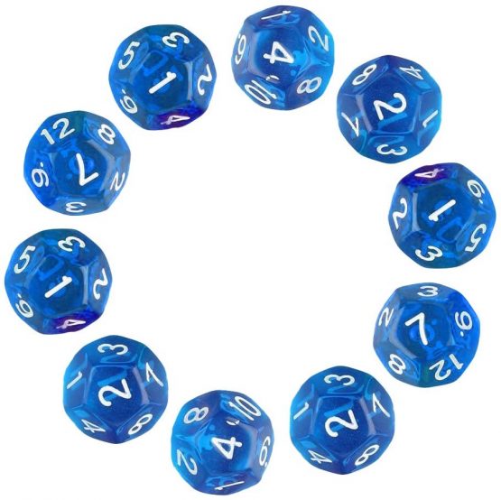 D12 Dice,10 Pcs Polyhedral Dices Clear 12 Sided Dices for DND MTG RPG Dungeons and Dragons Party 20mm Transparent Green