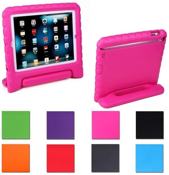 Aken Multi Function Child / Shock Proof Kids Cover Case with Stand / Handle for Apple iPad 2nd / 3rd / 4th Generation Tablet (iPad 2/3/4) (Rose)