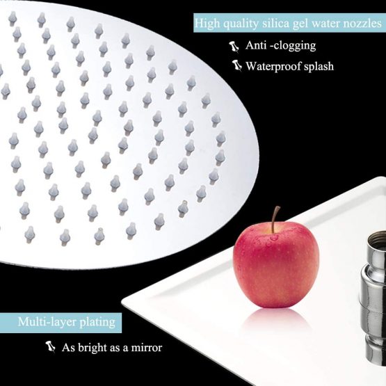 Large Rain Shower Head Round 304 Stainless Steel Ultra Thin Bathroom Shower Head High Pressure Rainfall Showerhead (12inch) - Image 2