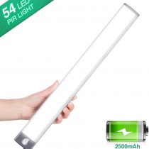 Motion Sensor Wardrobe Light, LED Closet Light USB Rechargeable 2500mAh Cupboard Lights 54 LED Wireless Under Cabinet Lighting Stick-on Kitchen Stairs Hallway, 2 Sensor Mode (Motion, Motion & Light)
