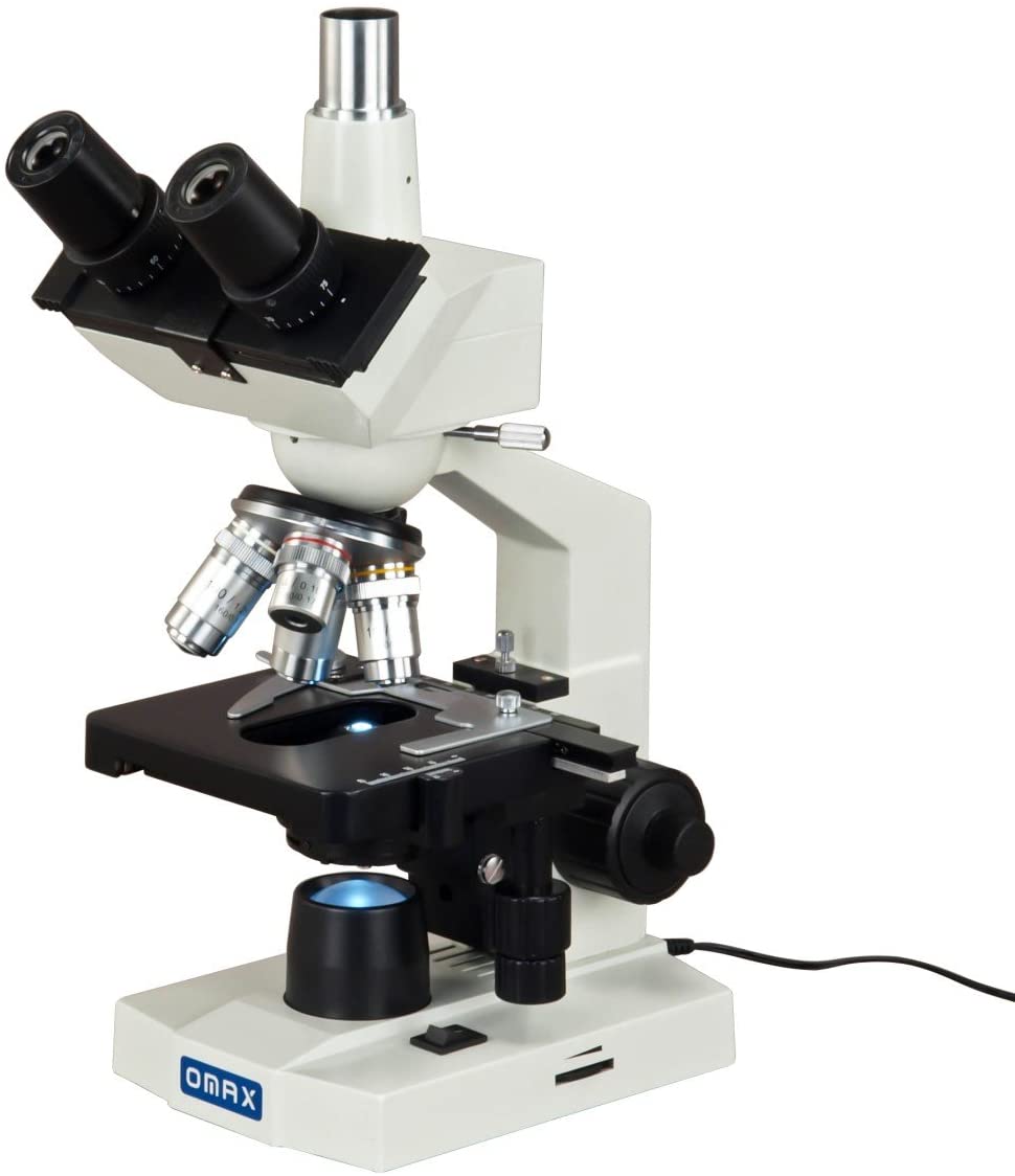 OMAX 40X-2000X Lab Trinocular Biological Compound LED Microscope with Double Layer Mechanical Stage, White - Image 2