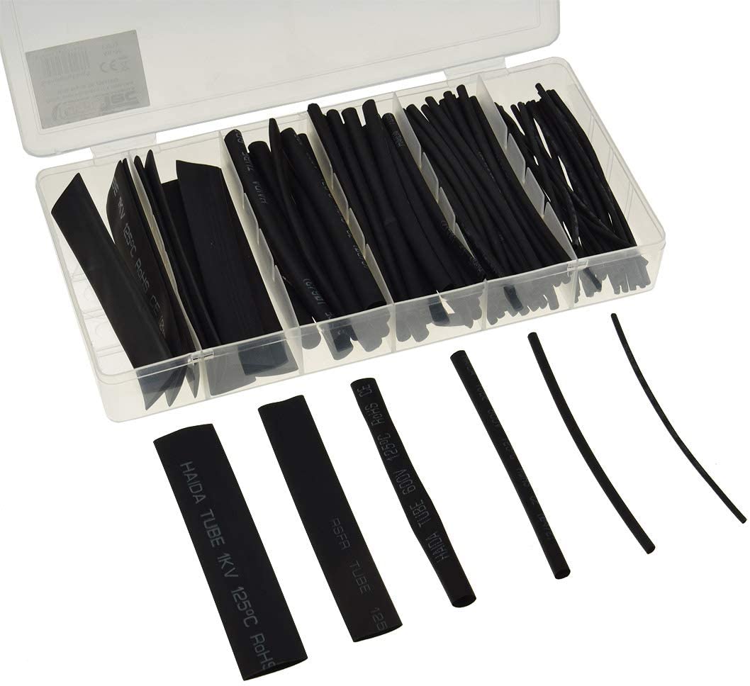 Heat Shrink Tubing Assortment 100 Pieces I Shrink Rate 2:1 I 10 cm Long I 6 Sizes I Black - Image 2