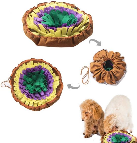 IFOYO Pet Snuffle Mat, Stowed and Portable Dog Feeding Mat Small Dog Training Pad Pet Nose Work Blanket Non Slip Pet Activity Mat for Foraging Skill, Stress Release