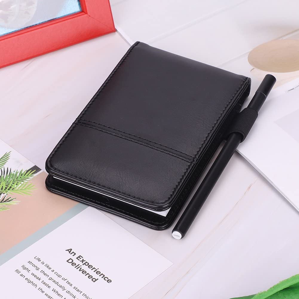 ITODA Quick Notes A7 Portable Notebook PU Leather Pocket Notepad Lined Journal with Calculator Diary Writing Pad Compact Workbook Account Book Personal Planner Memo Pad with Pen Insert - Image 3