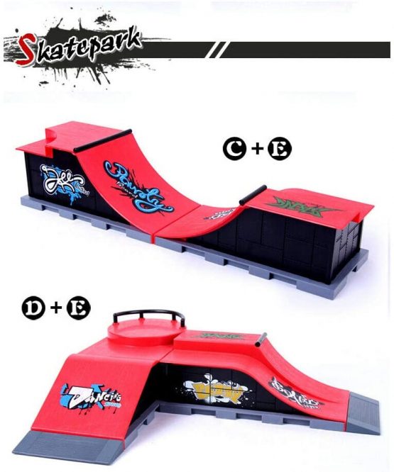 Sipobuy DIY Assembly Mini Finger Skateboard Deck Truck Skate Park Board With Ramp Accessories Sets (Scene F) - Image 3