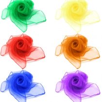 Lifreer 6 PCS Belly Dance Scarves Square Dance Juggling Scarf Multi-Color Silk-like Scarves Baby Sensory Toys Rhythm Band (60 x 60cm)