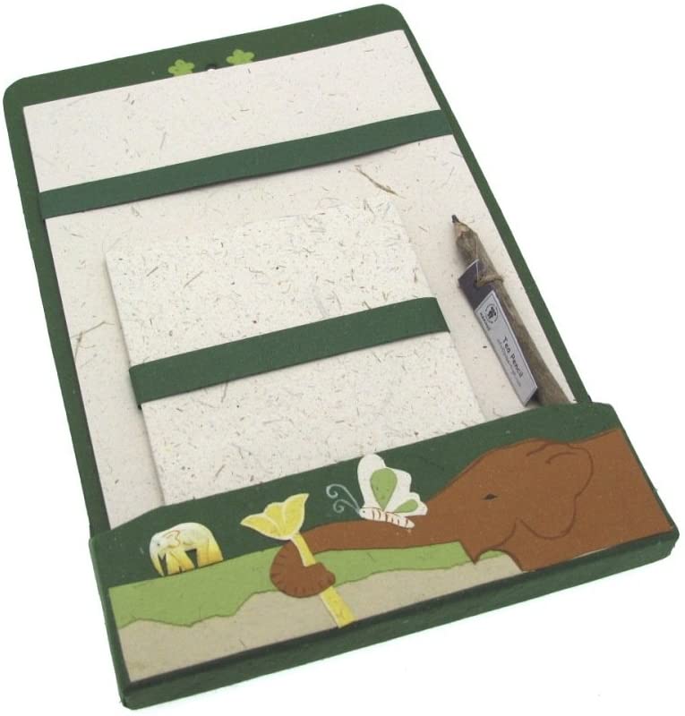 Elephant Dung Writing Set, Green