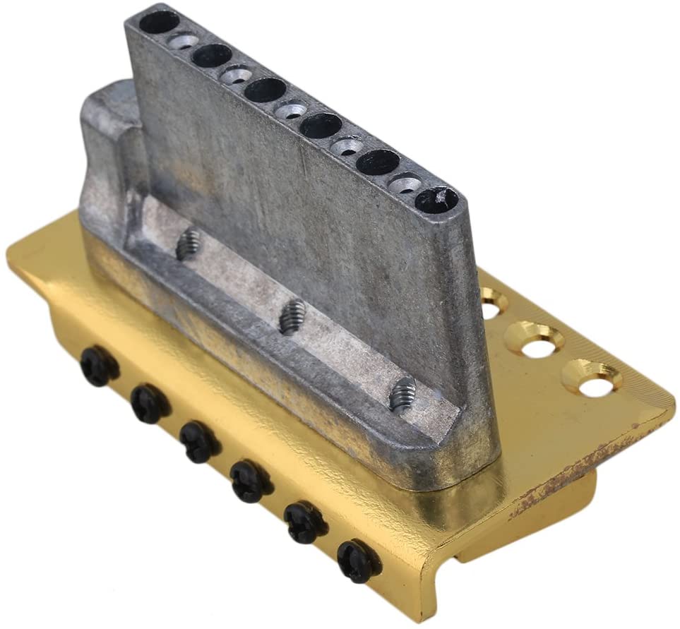 BQLZR Gold Tremolo Saddle Guitar Bridge Set For Electric Guitar Replacement Parts with Wrench, golden - Image 2