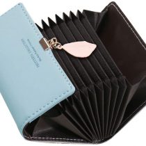 Credit Card Holders Women SAMKING Ladies Leather Vintage Credit Card Wallet RFID Blocking Zipper Coin Purse for Girl (Blue 2)
