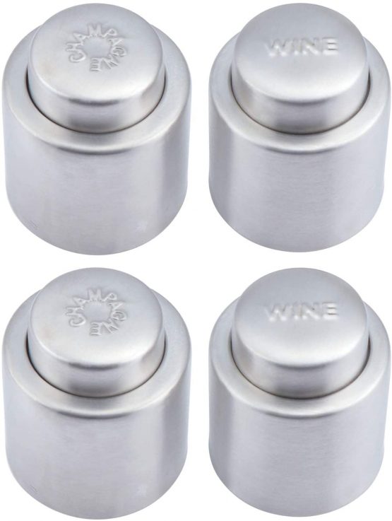 Coolty 4pcs Wine Champagne Stopper, Wine Champagne Bottle Plug, Wine Champagne Bottle Closure, Champagne and Wine Preserve Set(2pcs Wine Stopper+2pcs Champagne Stopper)