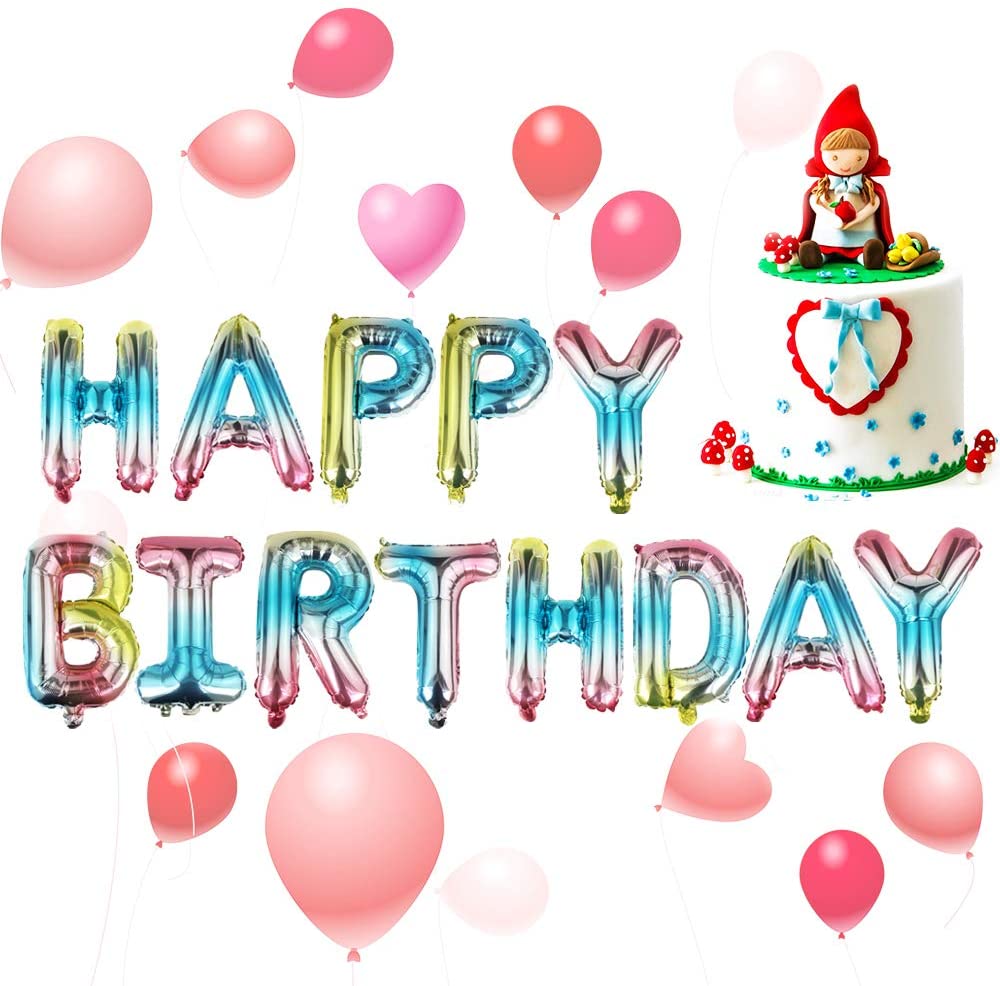 KUNGYO Rainbow Happy Birthday Balloons Banner - 16 Inch Inflatable Aluminum Foil Letter Gradient Color Birthday Party Decorations Supplies - Image 2
