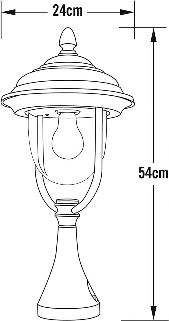 Konstsmide Parma Post Outdoor Light Gate Post / 1 x 75 W E27 Max Bollard / Clear Acrylic Globe / Aluminium / IP43 / Outside Light Matt Black, 7224-750 - Image 3
