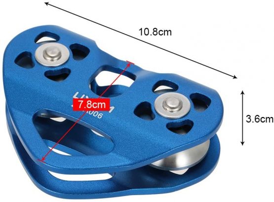 Lixada Double Pulley with Ball Bearing 30kN Trolley Pulley up to 13 mm Ropes for Rock Climbing Caving Aloft Work Rescue - Image 3