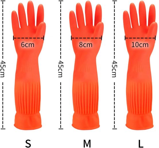 Discoball Rubber Cleaning Gloves Waterproof Kitchen Dishwashing Glove Reuseable 2-Pairs(Small,Orange) - Image 2