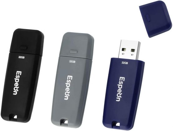 Espeon 3-Pack 32GB USB 2.0 Flash Drive, Business colours - Black, Dark Grey, Navy Blue