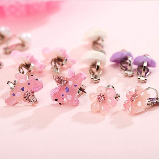 Powerking Clip On Earrings for Girls, Girls Jewelry Dress Up Earrings and Princess Play Earrings Set for Kids, 12 Pairs, Unicorn Bling - Image 3