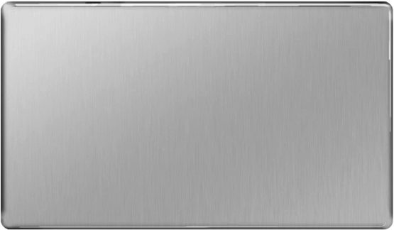 BG Electrical FBS95 Double Blank Screwless Blank Plate, Brushed Steel