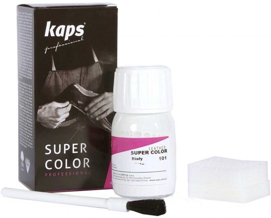 Kaps Dye Paint For Leather Shoes And Bags With Sponge And Brush, 25ml - 0.85 fl. Oz., 101 - White