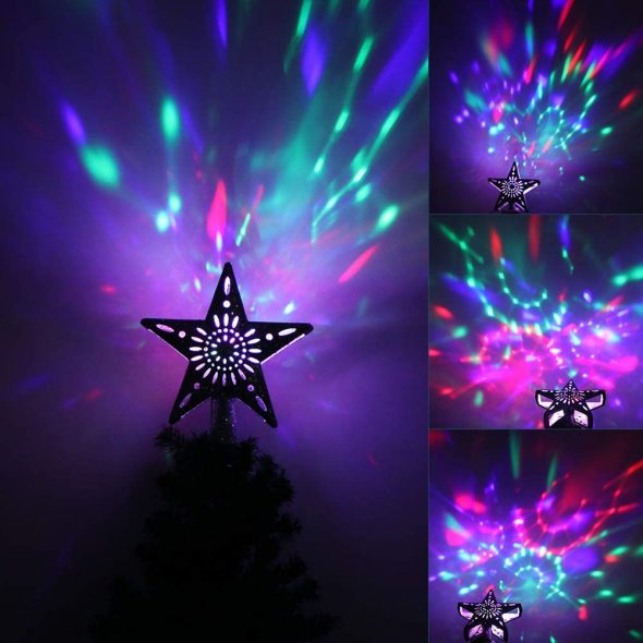 AOZBZ Christmas Tree Star Topper with Wave Projector Lights, Lighted