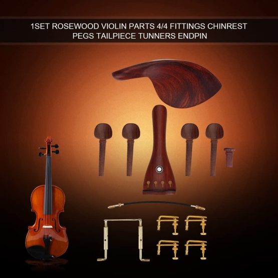Rosewood Violin 4/4 Fittings Set with Tailpiece Endpin Tuners Chin rest Tail Gut Violin Parts Accessories - Image 3