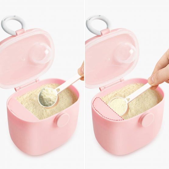 Milk Powder Dispenser, Termichy Formula Dispenser, 500ml Airtight Portable Milk Powder Container for Travel Feeding, with Leveler and Spoon(1 pc, Pink) - Image 3
