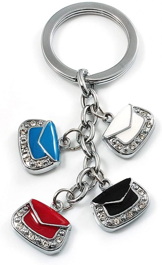 Avalaya Silver Tone Crystal Enamel Bag Keyring/Bag Charm