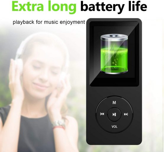 MP3 Player with FM Radio and Voice Recorder, Ultra Slim Music Player with Video Play Text Reading and Build-in Speaker Support up to 128GB, Earphone Included (Black) - Image 4