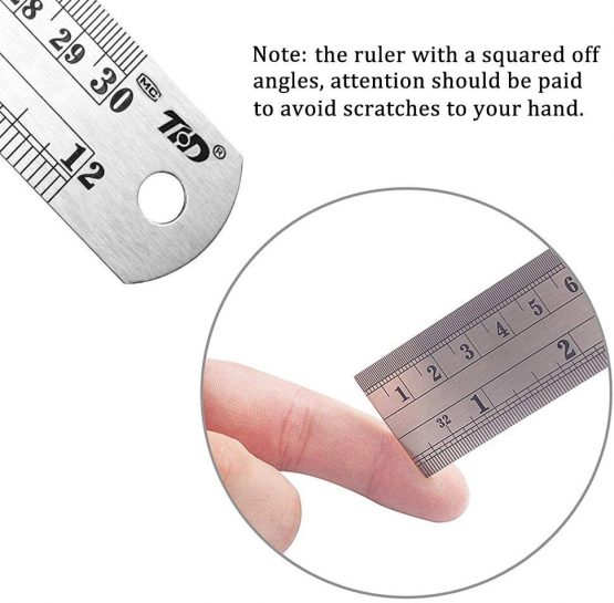 Classic Ruler 12 Inch Stainless Steel Ruler Straight Edge Metal Rulers for Measuring Tool 6 Pack Set - Image 4