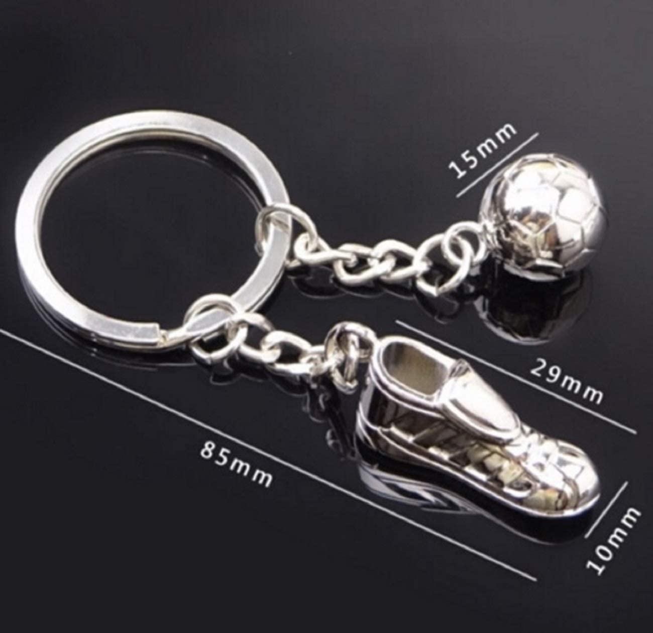 Sportigo ® soccer keychain soccer shoe with ball/soccer player fan gift, Silver - Image 3