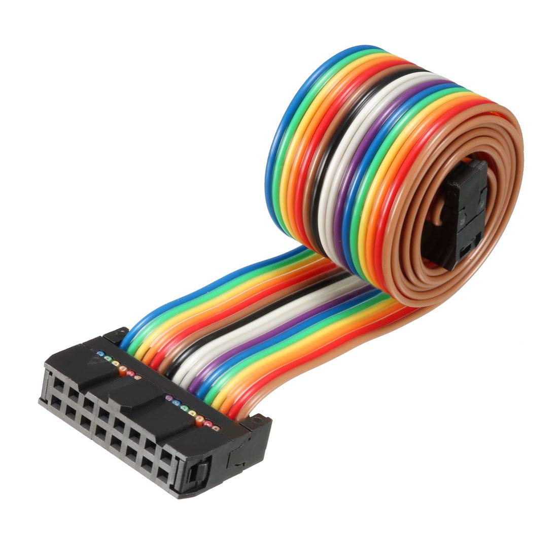 sourcing map IDC Rainbow Wire Flat Ribbon Cable 16 Pins 48cm Length 2.54mm Pitch Type-B, Multicolor