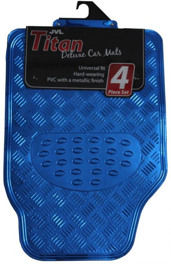 JVL 01-693 Titan Metallic Universal Rubber Backed Car Mat Set, 4 Pieces, Blue