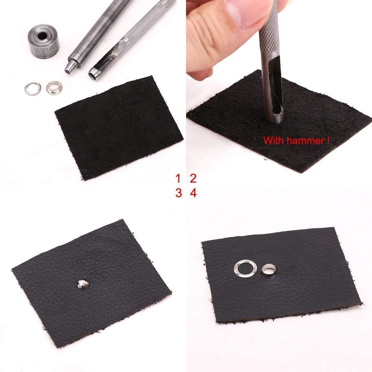 Trimming Shop 3mm Hollow Hole Punch 3pcs Hand Tool Set, Setter Base, Punch - Image 3