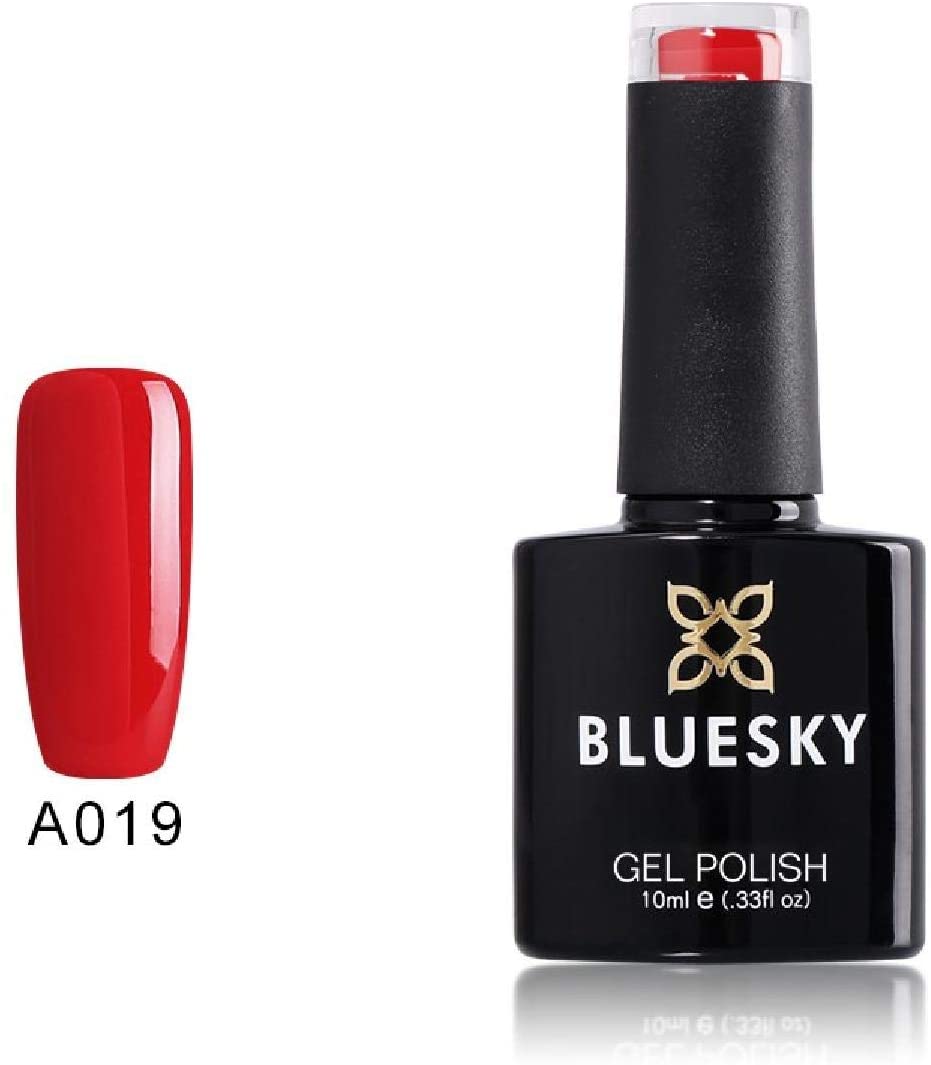 Bluesky Christmas Gel Nail Polish, Red Pastel A019, Bright, Red, Scarlet, Long Lasting, Chip Resistant, 10 ml (Requires Drying Under UV LED Lamp)