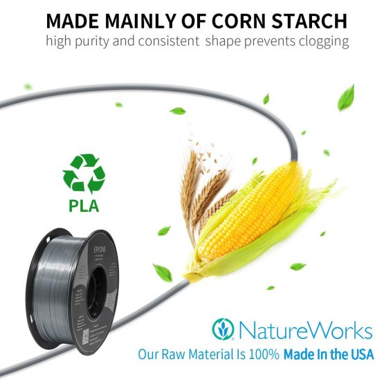 ERYONE Ultra Silk PLA Filament for 3D Printer, 1.75mm, Tolerance: ±0.03mm, 1kg (2.2LBS)/Spool, Silver - Image 4