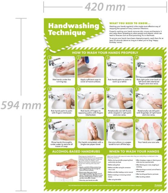 Handwashing Technique Posters - Pack of 5 | Health and Safety Posters | Laminated Gloss Paper 850mm x 594mm (A1) | Health and Safety Office and Commercial Wall Charts | Education Charts by Daydream - Image 3
