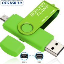 BorlterClamp 32GB Dual USB 3.0 Flash Drive OTG Memory Stick, Thumb Drive with Micro USB Drive Port for Android Smartphone Tablet & Computer (Green)