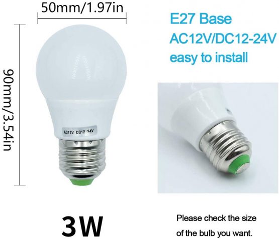 12V Low Voltage Lamp 3W Edison LED Light Bulbs E27 Medium Screw Base (40 Watt Equivalent) for Off Grid Solar System Lighting Marine Boat RV Interior Lighting Camper Warm White 3000K-Pack of 6 - Image 3