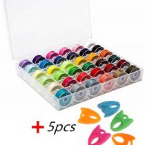 YEQIN 36Pcs Bobbins and Sewing Threads with Bobbin Case and Bobbin Clamps for Multiple Sewing Machine, Pre-Wound Bobbins Set Standard Size and Assorted Colors for Brother, BabyLock, Janome, Elna