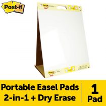 Post-it, Table Flip chart with 20 Self-Adhesive Sheets, Whiteboard for Meeting Notes, Meeting Chart with Blank Pages, Two in One Flipchart Portable Easel and Dry Erase Board in size 50 x 58 cm