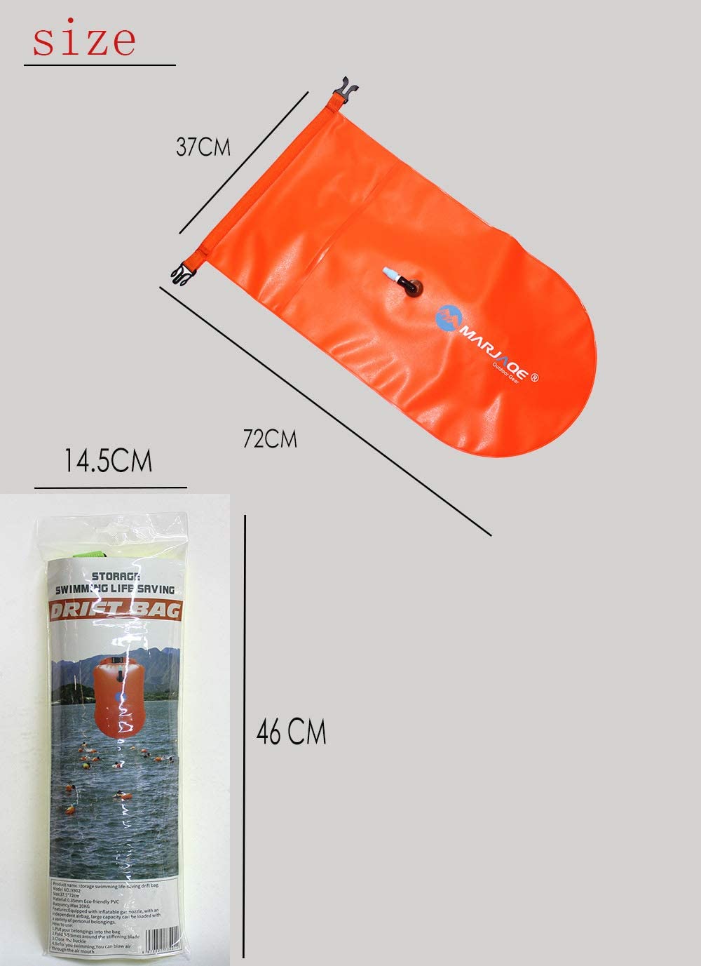 Ruiuzi Swim Buoy,Outdoor Swimming Buoy Swimming Tow Float and Dry bag for Open Water Swimmers and Triathletes Light and Visible Float for Safe Training - Image 3