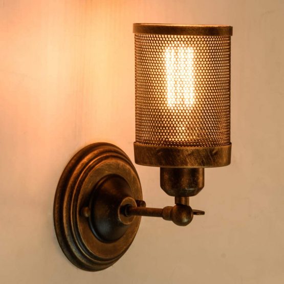 Industrial Wall Light 2 Pack, LULING Steampunk Metal Net Lampshade Interior Vintage Wall Lamp Adjustable Socket for Garage Gate Porch Hallway（NO Bulb） - Image 4