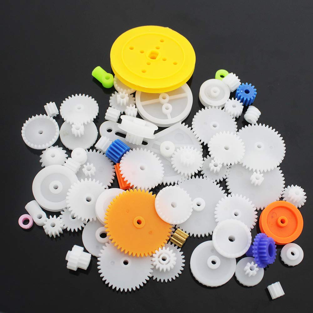 58 Ingranaggi Assortiti In Plastica Per Motori, Giocattoli, Auto E Robot RC - Bianchi