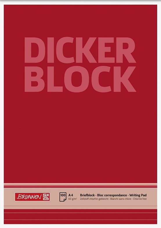 Brunnen 1052687 Block/Notepad/The Chunky Block A4, Lined, 100 Sheets, 60 g/m²)