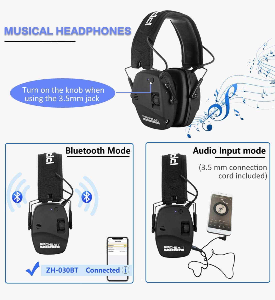 PROHEAR 030BT Electronic Safety Earmuffs for Shooting Adult Ear Defenders for Shotgun Range Active Noise Reduction and Sound Amplification Hearing Protector for Hunting SNR 27dB/NRR 22dB - Image 4