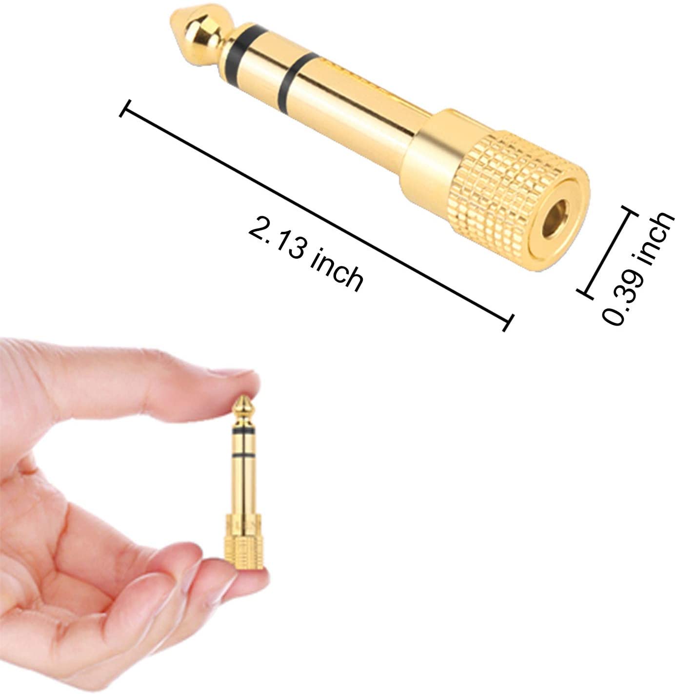 Valefod Stereo Audio Adapter 6.35mm (1/4 inch) Male to 3.5mm (1/8 inch) Female Headphone Jack, 5 Pack, Gold, 1/4"M-1/8"F - Image 2