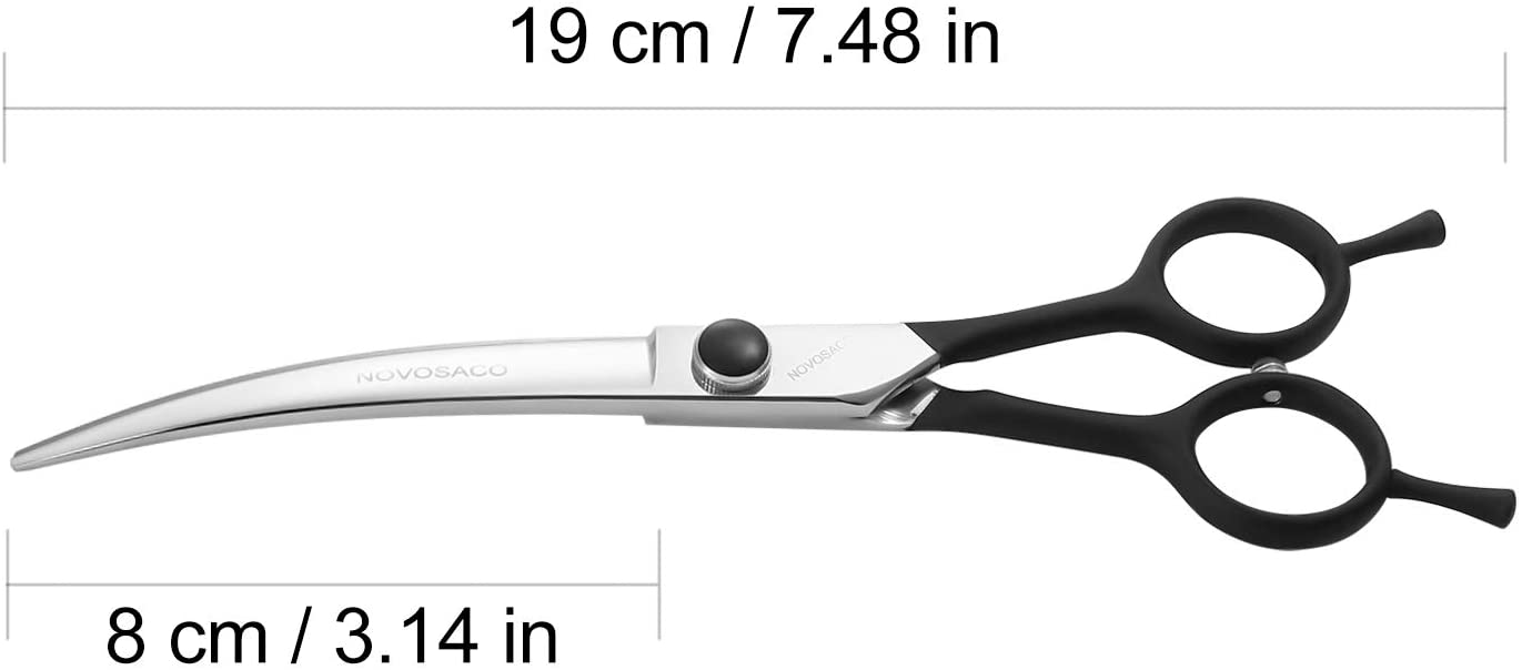 NOVOSACO Curved Dog Grooming Scissors Professional Dog Grooming Scissor Pet Grooming Scissors Two-Way Curved Scissors for Dogs Cats 7 Inch (7-Inch Curved-01) - Image 3