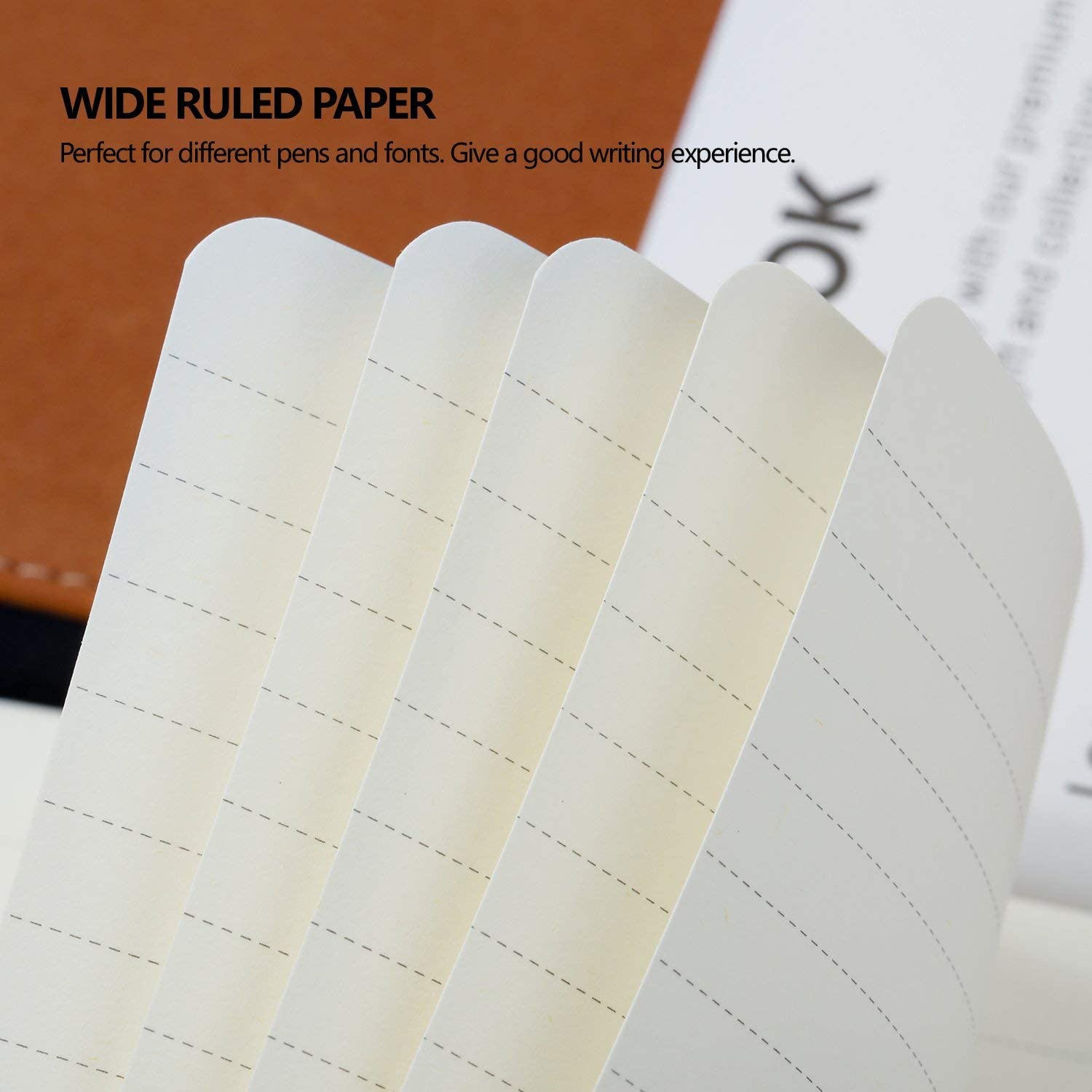 Lemome Thick Classic Notebook with Pen Loop, A5 Wide Ruled Hardcover Writing Notebook with Pocket + Page Dividers Gifts - Image 4