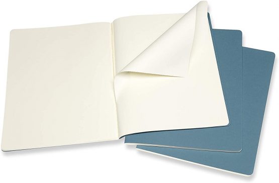 Moleskine Cahier Journal, Set 3 Notebooks with Plain Pages, Cardboard Cover with Visible Cotton Stiching, Colour Brisk Blue, Extra Large 19 x 25 cm, 120 Pages - Image 2