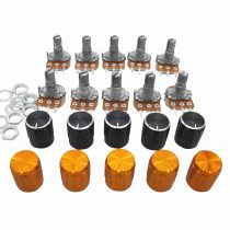 Taiss/10pcs 1K Ohm 3 Terminals Linear Taper Rotary Audio B Type Potentiometer, Volume Control Potentiometer B1K + 10pcs Knob (Black and gold each 5